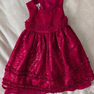 Red sparkly sequin ruffle dress